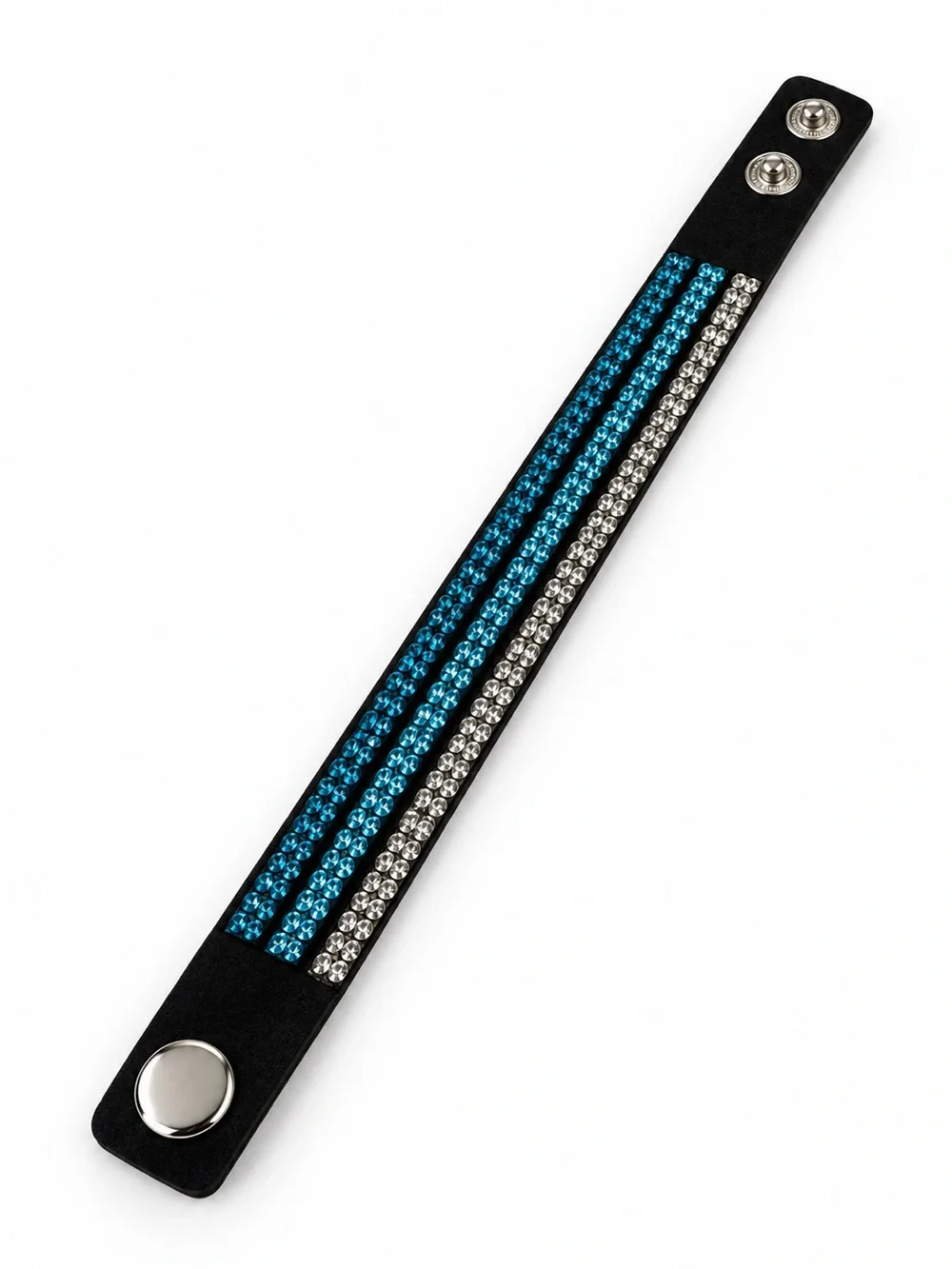 Rhinestone Wrapped Wristband - Blue & Silver Sparkle
